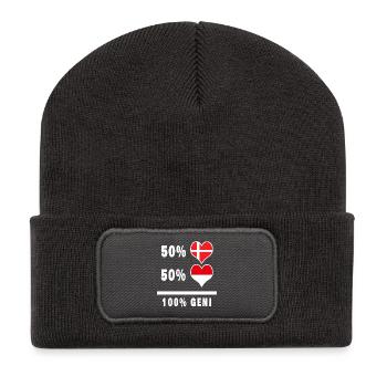 Drapeau 100% génie de l’Indonésie et du Danemark - Beanie recyclé à patch - charbon - Devant
