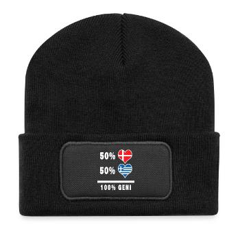 Greece and Denmark 100% genius flag - Recycled Patch Beanie - black - Front