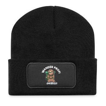 Bergsteigen Wandern Berggipfel Statement Touren - Recycelte Patch Beanie - Schwarz - Vorne