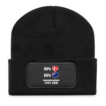 Drapeau 100% génie de la Nouvelle-Zélande et du Danemark - Beanie recyclé à patch - noir - Devant