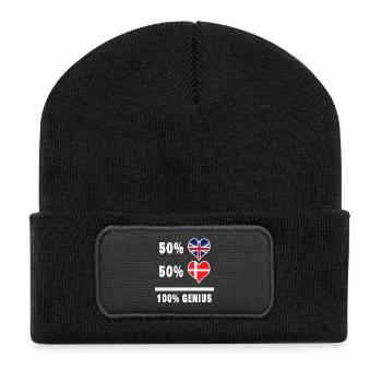 Dänemark und Großbritannien 100% Genius Flagge - Recycelte Patch Beanie - Schwarz - Vorne