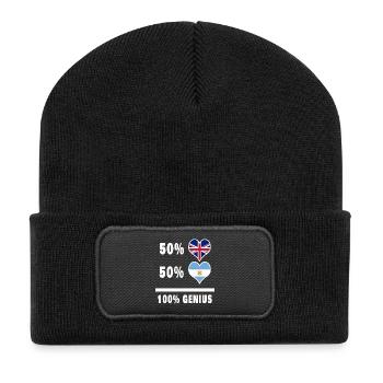 Argentinien und Großbritannien 100% Genius Flagge - Recycelte Patch Beanie - Schwarz - Vorne