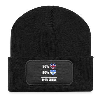 El Salvador und Großbritannien 100% Genius Flagge - Recycelte Patch Beanie - Schwarz - Vorne