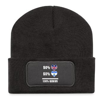 El Salvador und Großbritannien 100% Genius Flagge - Recycelte Patch Beanie - Dunkelgrau - Vorne