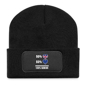 Europa und Großbritannien 100% Genius Flagge - Recycelte Patch Beanie - Schwarz - Vorne