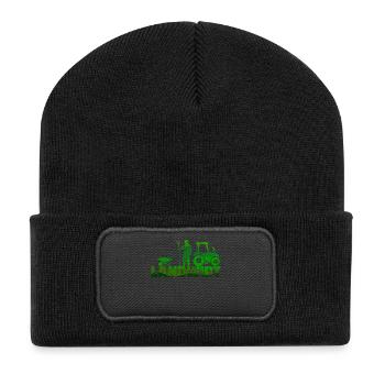 Feld Kraftfahrzeug Traktor Landmaschinen Statement - Recycelte Patch Beanie - Schwarz - Vorne