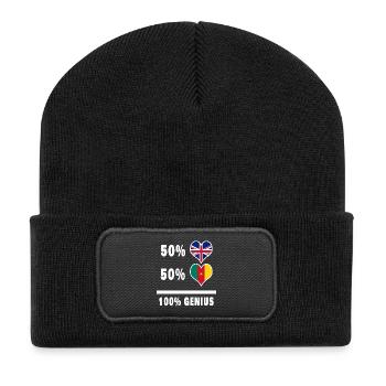Kamerun und Großbritannien 100% Genius Flagge - Recycelte Patch Beanie - Schwarz - Vorne