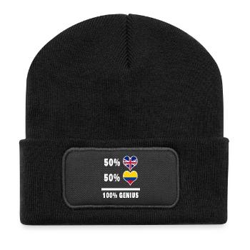 Kolumbien und Großbritannien 100% Genius Flagge - Recycelte Patch Beanie - Schwarz - Vorne