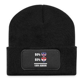 Kroatien und Großbritannien 100% Genius Flagge - Recycelte Patch Beanie - Schwarz - Vorne