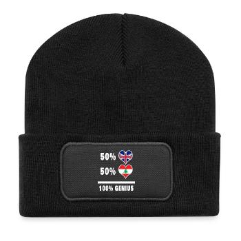 Libanon und Großbritannien 100% Genius Flagge - Recycelte Patch Beanie - Schwarz - Vorne