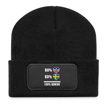 Schweden und Großbritannien 100% Genius Flagge - Recycelte Patch Beanie - Schwarz - Vorne