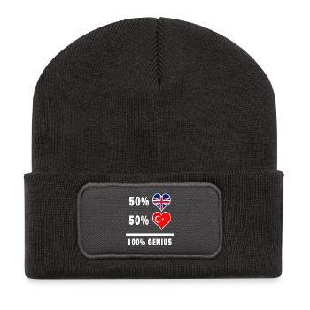 Türkei und Großbritannien 100% Genius Flagge - Recycelte Patch Beanie - Dunkelgrau - Vorne