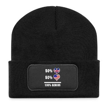USA and UK 100% Genius Flag - Recycled Patch Beanie - black - Front