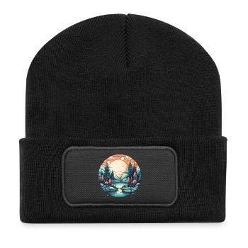 Moonlight Forest by the Lake - Recycled Patch Beanie - black - Front