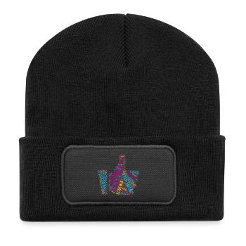 T-shirt LGBTQIA+ Pouce vers le haut Nuage de mots Gay Pride - Beanie recyclé à patch - noir - Devant