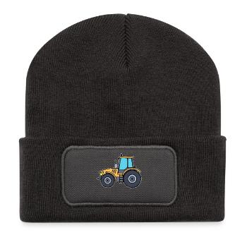 Landleben Fahrzeug Traktor Landmaschinen Landwirt - Recycelte Patch Beanie - Dunkelgrau - Vorne