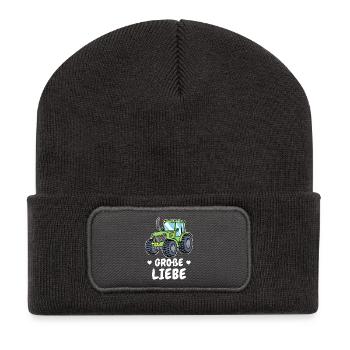 Nutzfahrzeug Trecker Bauer Statement Traktor Feld - Recycelte Patch Beanie - Dunkelgrau - Vorne