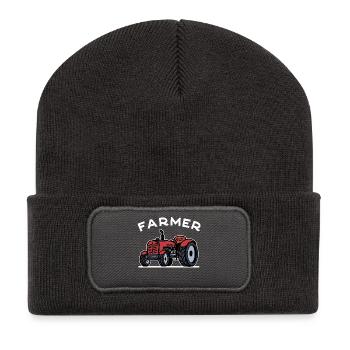 Nutzfahrzeug Traktor Feld Landwirt Spruch Biobauer - Recycelte Patch Beanie - Dunkelgrau - Vorne