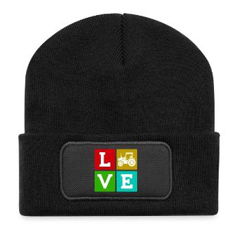 Tractor Country Life Saying Commercial Vehicle Farmer - Recycled Patch Beanie - black - Front