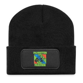 Farm Farmer Vehicle Statement Tractor - Recycled Patch Beanie - black - Front