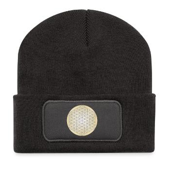 Blume des Lebens Silber - 5. Dimension - Mandala - Recycelte Patch Beanie - Dunkelgrau - Vorne