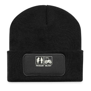 Agriculture Tractor Field Country Life Statement - Recycled Patch Beanie - black - Front