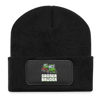 Fahrzeug Statement Traktor Landwirtschaft Biobauer - Recycelte Patch Beanie - Schwarz - Vorne