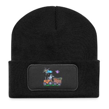 Fahrzeug Traktor Feld Landwirt Statement Biobauer - Recycelte Patch Beanie - Schwarz - Vorne