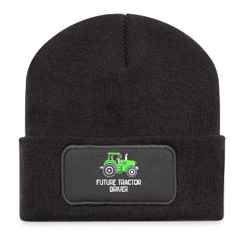 Nutzfahrzeug Statement Landleben Traktor Bauer - Recycelte Patch Beanie - Dunkelgrau - Vorne