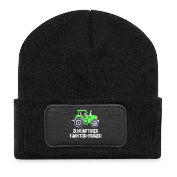 Landleben Fahrzeug Landwirt Traktor Statement - Recycelte Patch Beanie - Schwarz - Vorne