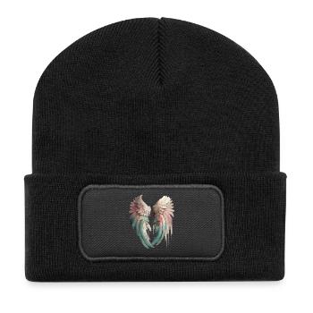 Engelsflügel - Recycelte Patch Beanie - Schwarz - Vorne