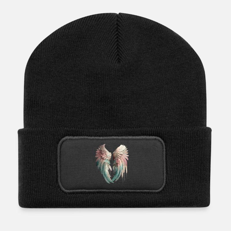 Engelsflügel - Recycelte Patch Beanie - Schwarz