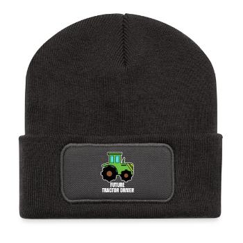 Vehicle Agricultural Machinery Statement Tractor Builder - Recycled Patch Beanie - dark grey - Front