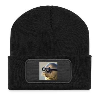 Scellé avec des lunettes de soleil - Beanie recyclé à patch - noir - Devant