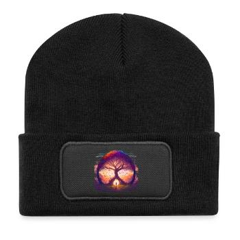 Baum der Träume - Recycelte Patch Beanie - Schwarz - Vorne