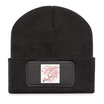 Fleurs de cerisier japonais - Beanie recyclé à patch - charbon - Devant