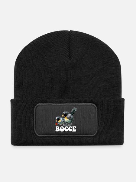 Boccespieler Spruch Ball Vogel mit Jack Bocci - Recycelte Patch Beanie - Schwarz