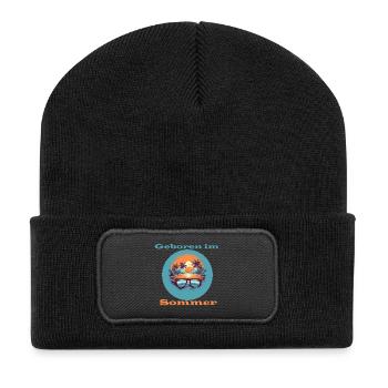 Geboren im Sommer - Recycelte Patch Beanie - Schwarz - Vorne