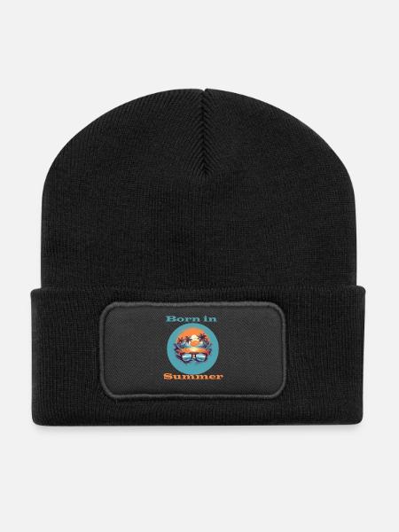 Born in Summer - Recycled Patch Beanie - black
