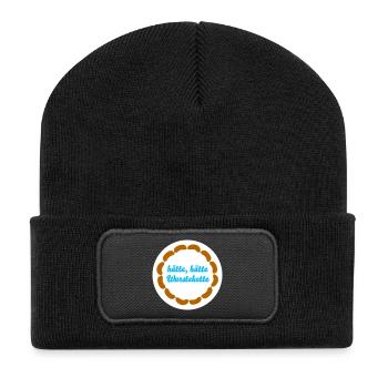 Wurstkette Würstchen cooler Spruch Humor Fleischer - Recycelte Patch Beanie - Schwarz - Vorne