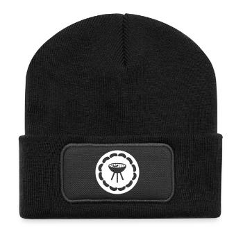 Circle Button Sausage Chain Grilling Camping Fan Hobby - Recycled Patch Beanie - black - Front