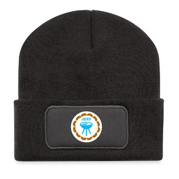 Wurstkette Grillen Nerd Camping Bratwurst Grill - Recycelte Patch Beanie - Dunkelgrau - Vorne
