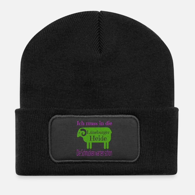 Lüneburger Heide Motiv - Recycelte Patch Beanie - Schwarz