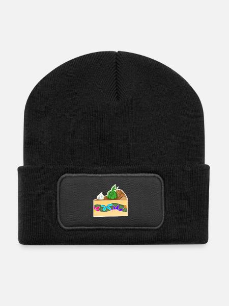 PieceOfCakeGrows! - Recycelte Patch Beanie - Schwarz