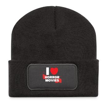 Kino Cineast Ich Liebe Movies Herz Statement Filme - Recycelte Patch Beanie - Dunkelgrau - Vorne