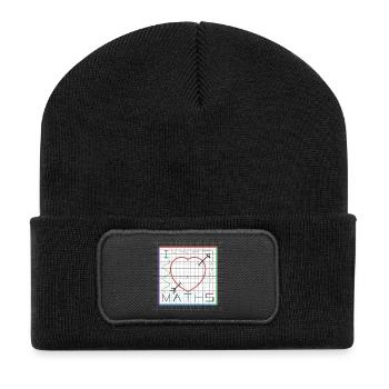 I Love Maths (white background) - Recycled Patch Beanie - black - Front