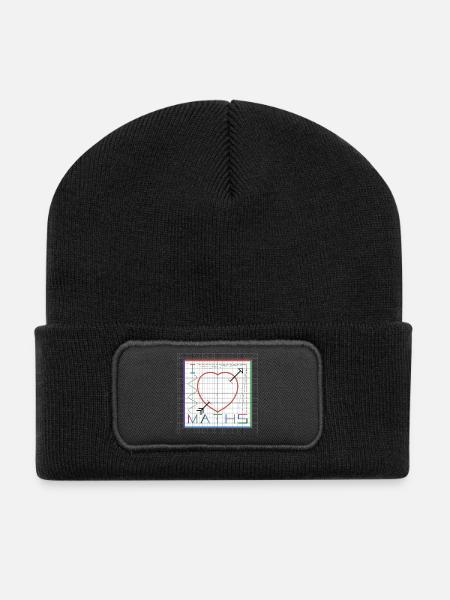 I Love Maths (white background) - Recycled Patch Beanie - black