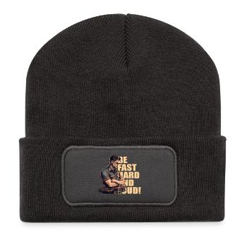 Mechaniker mit Oldtimer - Recycelte Patch Beanie - Dunkelgrau - Vorne