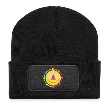 SchöpfungsLicht Seelenbalsam - Sonja Ariel - Recycelte Patch Beanie - Schwarz - Vorne