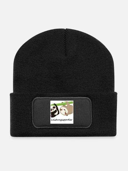 Panda und Faultier hängen ab - Leistungssportler - Recycelte Patch Beanie - Schwarz